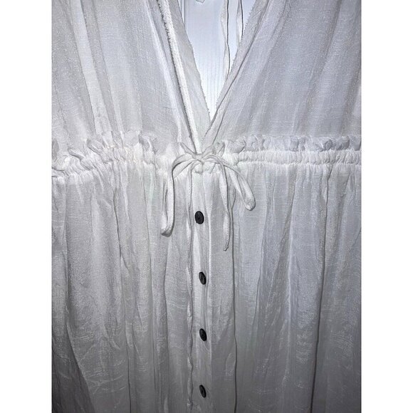 NWT BOHO BEACH HUT White Flowy Long Maxi Gauze Boho Beach CoverUp Dress Pockets - Picture 5 of 15